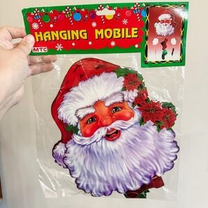 VTG New Christmas Santa Clause Die Cut Mobile 90's Wall Hanging Decor